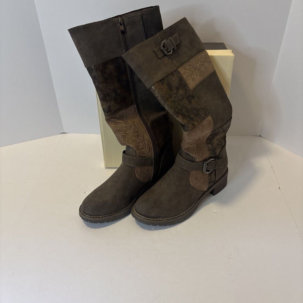 PATRIZIA BY SPRING STEP Knee High Boots Brown Buckle Tall Moto Size 9